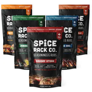 Spice Rack Co BBQ Seasonings & Rubs Gift Set - 5 Pack Savoury Steak, Better Burger, Backyard BBQ, Cajun Creole, Jamaican Jerk - Non-GMO, Gluten Free Grilling Spices for Men & Women
