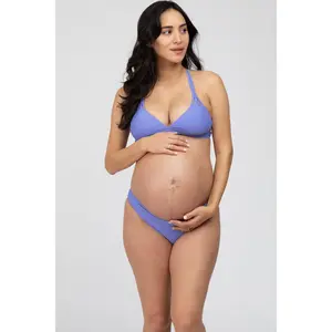 Periwinkle Strappy Two-Piece Maternity Bikini Set