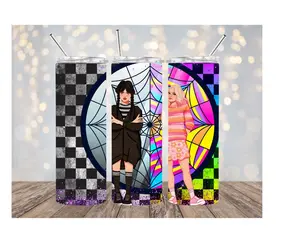 Stylish Wednesday Addams 20 oz Halloween Reusable Beverage Bottle Tumbler - Durable Drinkware for Coffee and Mugs Portable