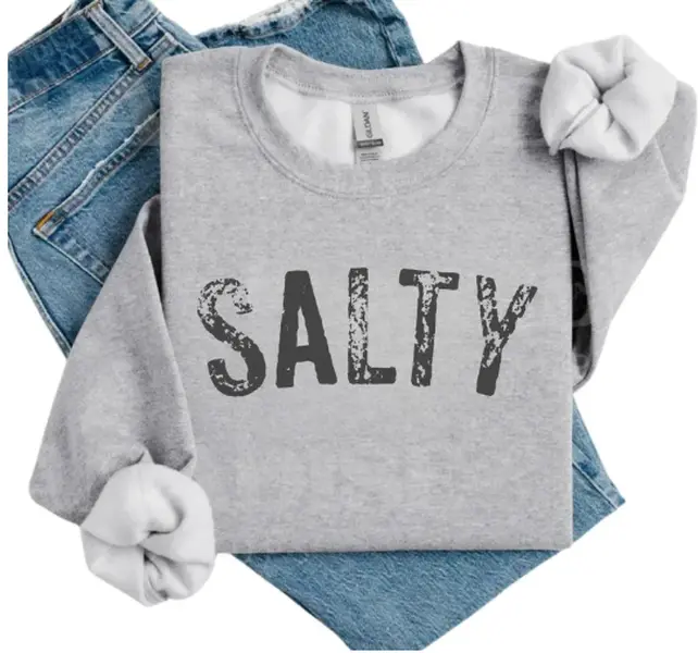 Salty Retro Summer Beach Crewneck Sweatshirt, Aesthetic Coastal Vacation Pullover, Cozy Women Favorite Graphic Sweater, Crewneck Top