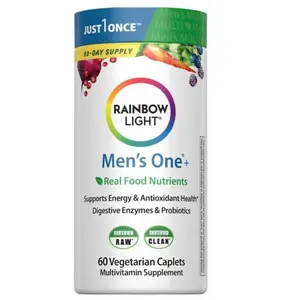 Rainbow Light Mens One Multivitamin, Men's Daily Multivitamin Provides High-Potency Immune Support, With Vitamin C, Vitamin D and Zinc, Vegetarian, 60 Count