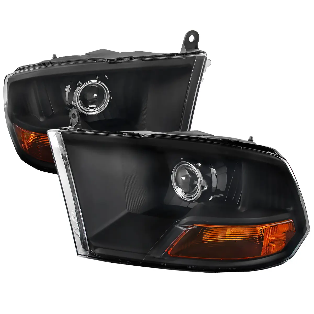 2009-2018 Dodge RAM 1500 / 2019-2021 RAM Classic / 2010-2018 RAM 2500 3500 Retro Style Projector Headlights (Matte Black Housing/Clear Lens), Led Projector Headlight Lighting Assemblies & Components, High/Low Beam Projector