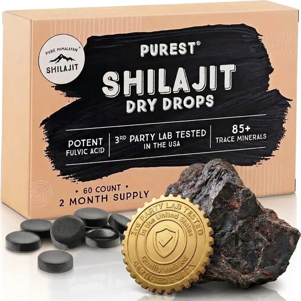 Pure Himalayan Shilajit — Premium Organic Dry Drops | 85+ Trace Minerals & Fulvic Acid, Third-Party Tested
