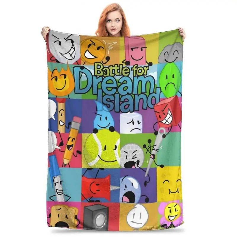 BFDI Inanimate Insanity Graphic Character Blanket - Ultra Soft Flannel, Cozy Warm, Multiple Sizes, Illustrated Character Throw for Bedroom/Couch, Cartoon Fans Gift for Birthdays/Christmas, Graphic Character Blankets, Illustrated Character Blankets