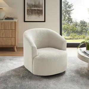 Mainstays Boucle Swivel Accent Chair, Cream