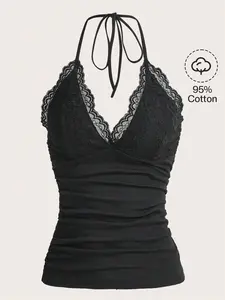 PUNK Lace Panel Halter Top, Goth Style, Gothic Style