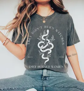 They Didn't Burn Witches They Burned Women Tshirt, Feminist Floral Snake Lover Spooky Whimsigoth Boho Gift Idea Shirt