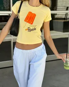 Orange Popsicle Vintage Fruit Baby Tee, Cute Retro Tee, Vintage Graphic, Pinterest Aesthetic, 90s Top, Y2K Retro Graphic, Coquette Style