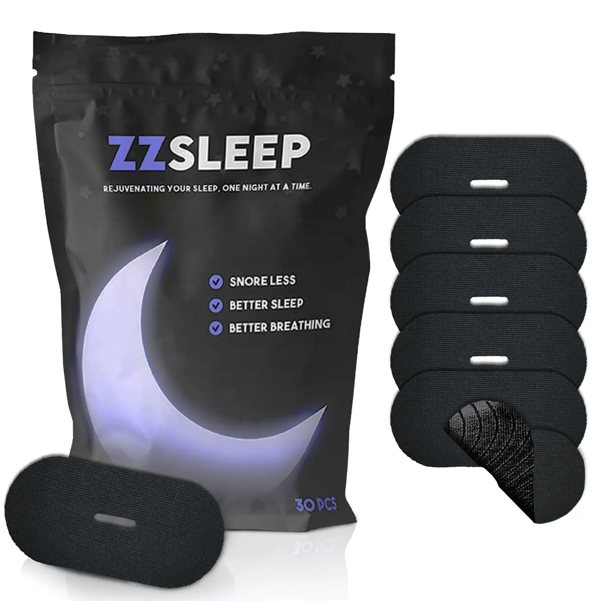 ZZSleep Tape - (30 Strips) Breathable Mouth Tape for Rest & Recovery. Prevents Snoring and Improves Nasal Oxygen Intake. Soft Medical Grade, Hypoaller