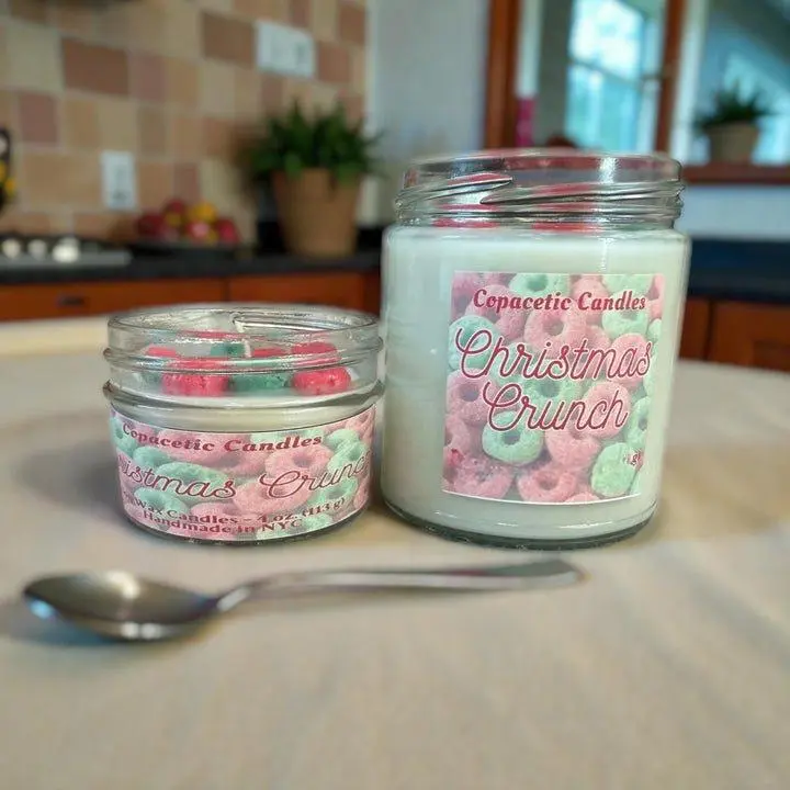 Copacetic Candles Christmas Crunch Scented Candle Citrus Cherry Vanilla Scented for a Childhood Experience