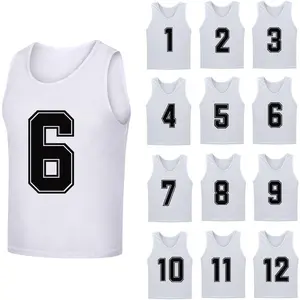 12 Pack (1-12) Numbered Pinnies Soccer Training Bibs Basketball Jerseys for Kids Youth and Adults
