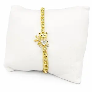 Gold Plated Bear Bracelet with Heart Zircon - Fashion Jewelry for Women