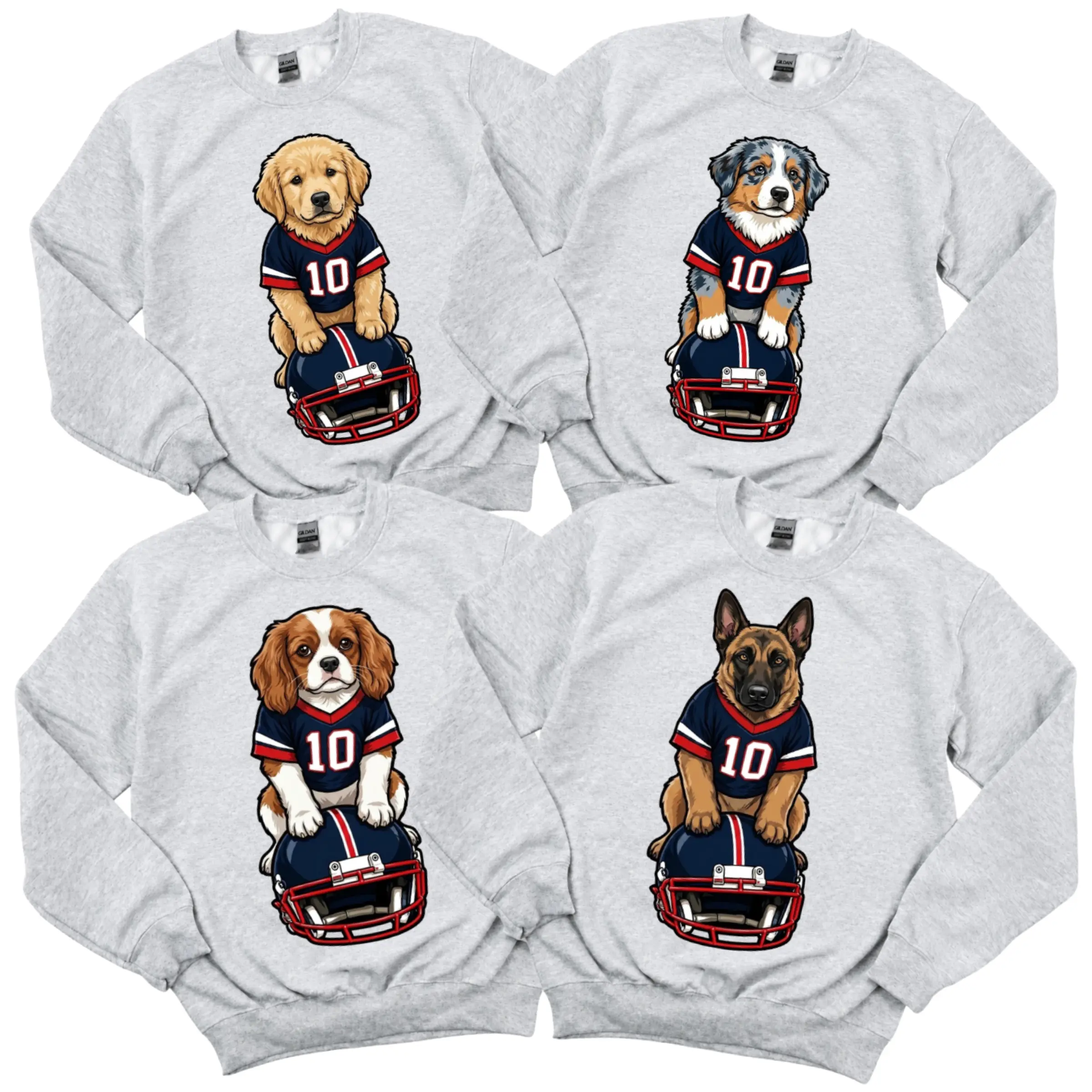 Vintage Football Dog ASH GREY Crewneck Sweatshirt, 50 Dog Breeds Game Day Pullover, Retro Football Puppy Graphic, Gift for Dog Moms and Fans - AG