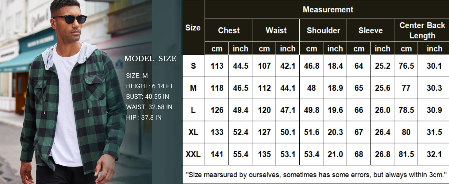 COOFANDY Men's Plaid Hoodie Flannel Shirt Jacket Long Sleeve Casual Fashion Button Shirts