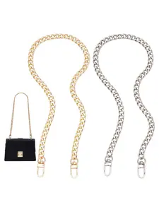 Trendy Simple Alloy Flat Crossbody Bag with Fashion DIY Handbag, Replaceable Chain Accessory, Fashionable Chain Strap, Versatile Shoulder Bag for Women
