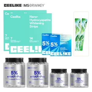 MSDRWIKEY Teeth Whitening Kit – Solid Toothpaste + CEELIKE Whitening Strips + CEELIKE 5% Hydroxyapatite Whitening Powder + Mint Mouthwash, Brighten Teeth & Freshen Breath