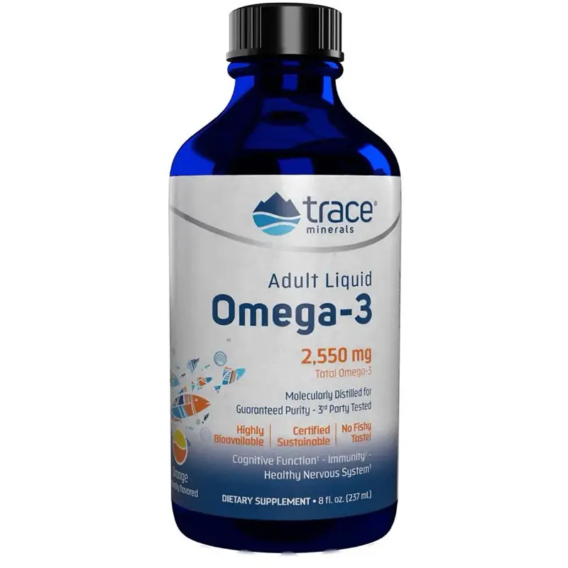 Trace Omega-3 Fish Oil liquid Bio-available Supplement - Highly Absorbable - 3rd Party Tested - Vitamin great taste