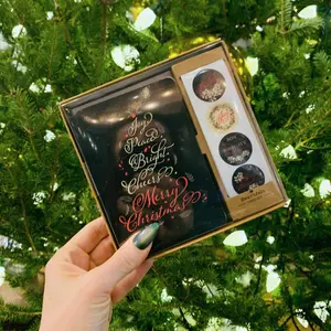 Faithworks Christmas Card Set with Sticker Seals Joy Peace Bright Cheers Merry Christmas Cards Set of 12 Dark Floral Blank Inside Holiday Greeting Cards with Envelopes and Sticker Seals