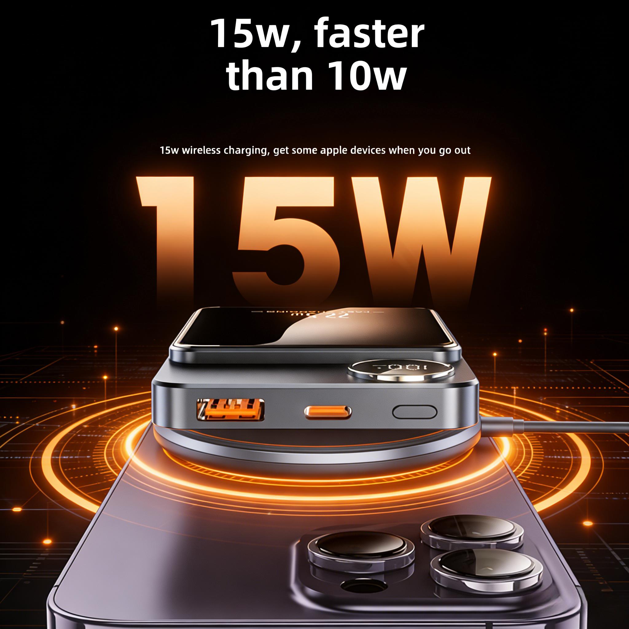 Magnetic Wireless Power Bank 5000/10000mAh, 22.5W/PD20W Fast Charging Portable Charger with LED Power Display, 2 Output & Dual Input External Battery Pack for iPhone 17/16/15/14/13/12/11 & All Android Devices