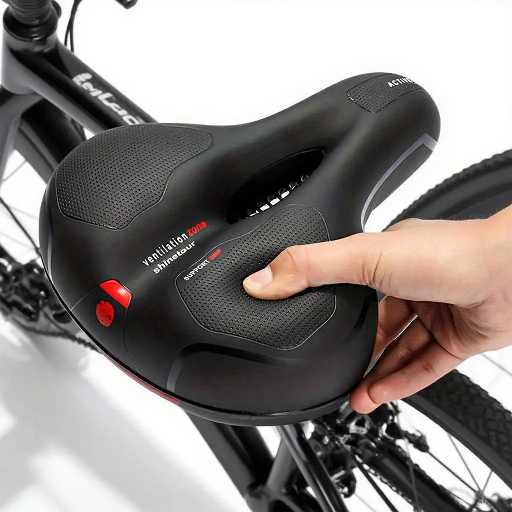 Breathable Dual Shock Absorbing Bike Seat Pad, Waterproof with Reflective Safety Strip, Comfortable Mountain Bicycle Saddle Cushion, Bicycle Accessories