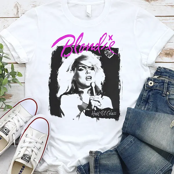 Blondie Heart Of Glass Throwback Music Graphic Tee Shirt, Band Concert Music T-Shirt, 80's Tee Shirt, Rock Shirt, Vintage Retro Tee Shirt