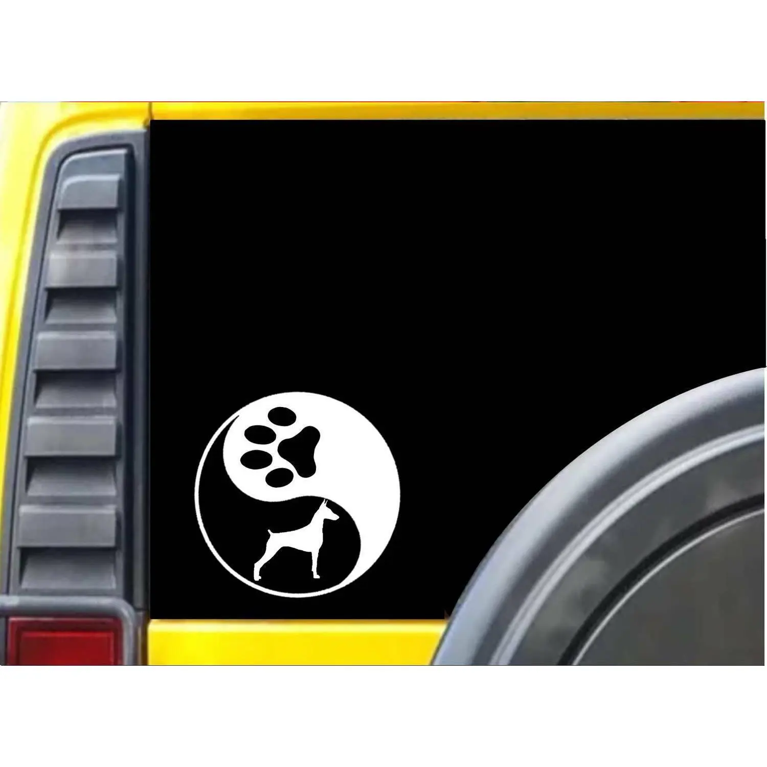 Yin Yang Doberman L442 6" dog Sticker decal