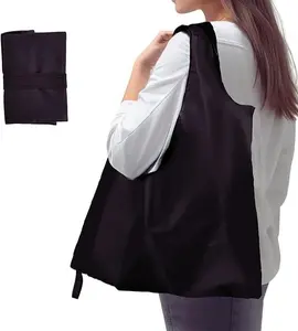 Foldable Shopping Bag, Washable Reusable Grocery with Holder, Nylon Lightweight Tote Bags, for travel, shopping