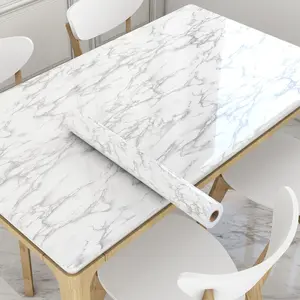 1 Roll Peel and Stick Glossy Marble Pattern Wallpaper, Waterproof and Oil-Resistant Self-Adhesive Decoration for Kitchen and Bathroom, Easy to Install DIY Home Upgrade
