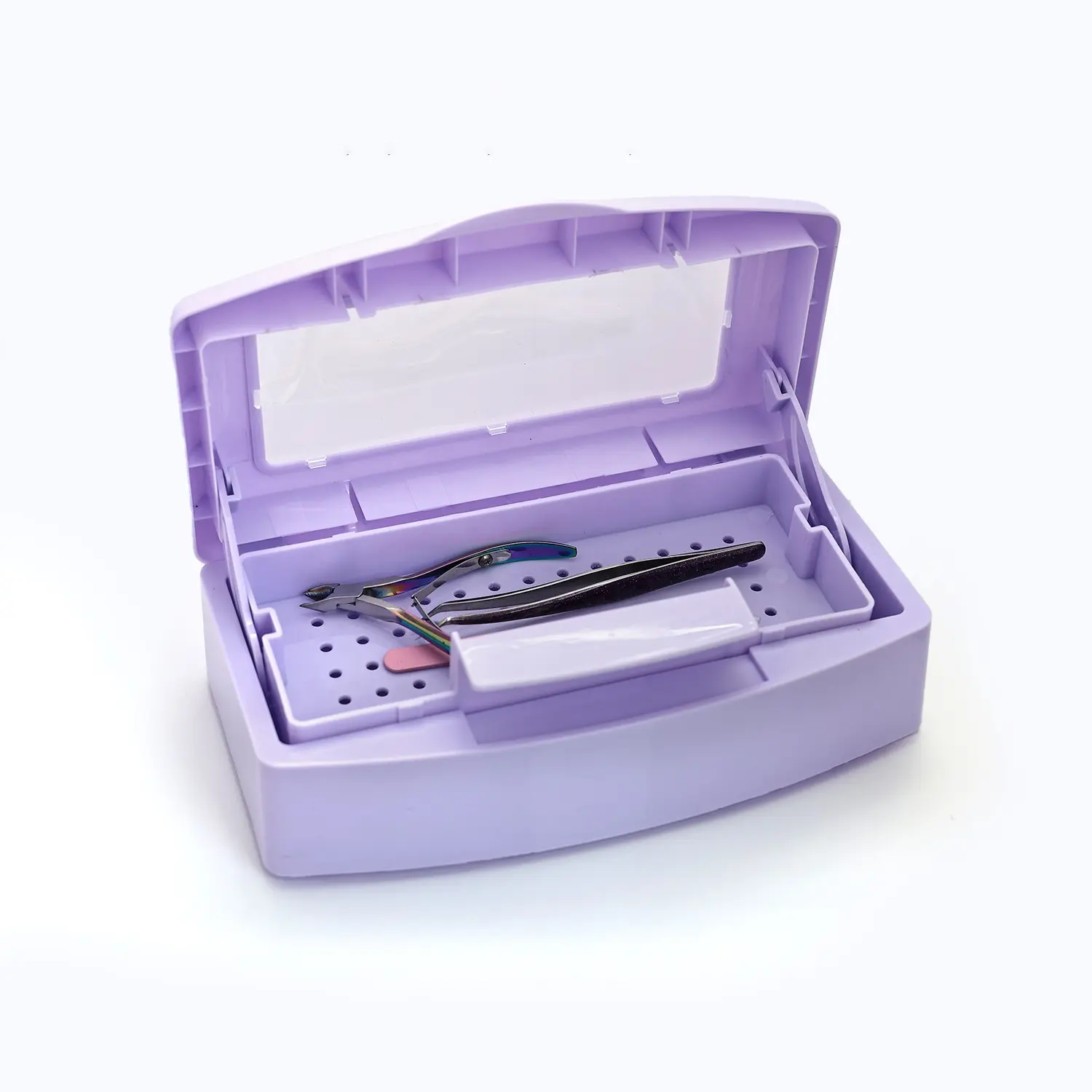 Nail Polish Remover Box, Nail Supplies Organizer, Manicure Organizer, Nail Tool Accessories Storage Box, Nail Tool Disinfection Cleaning Box, Includes Draining Basket, Nail Care