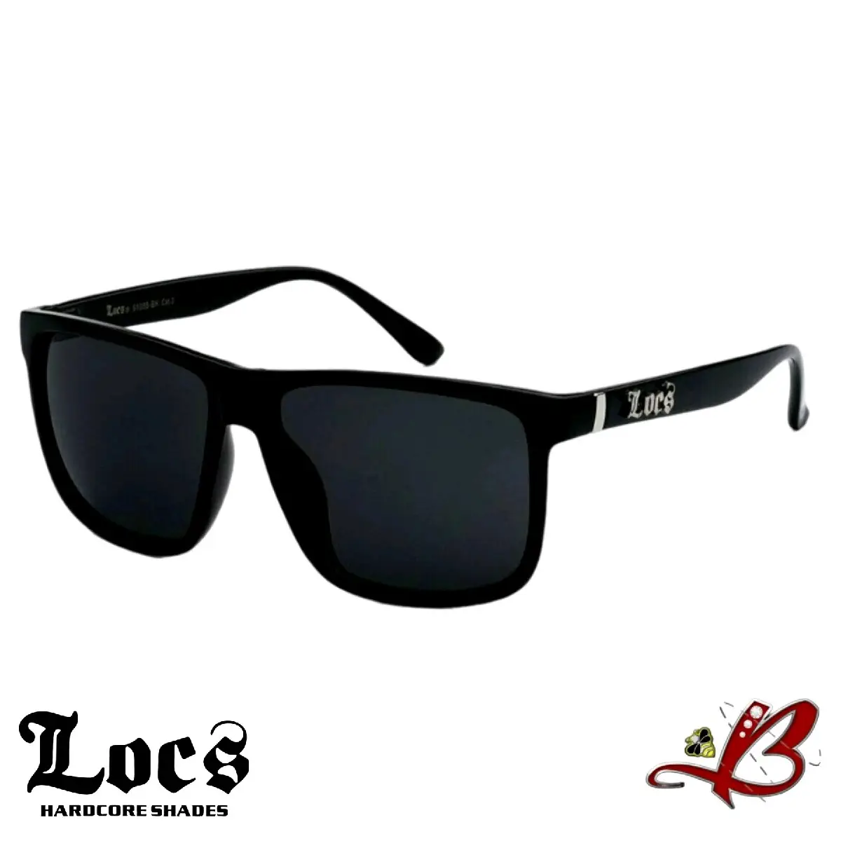 Locs Vintage Hardcore Street Shades Matte Black Finish Classic Gangster Oversized Rectangular Full Rim Sunglasses Black With Silver Accent tiktok shop