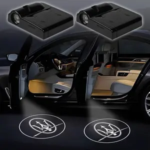 2pcs LED Car Door Welcome Light, Car Emblem Projector, Universal Fit for Maserati Ghibli Gt Levante Quattroporte Grecale Alcantara
