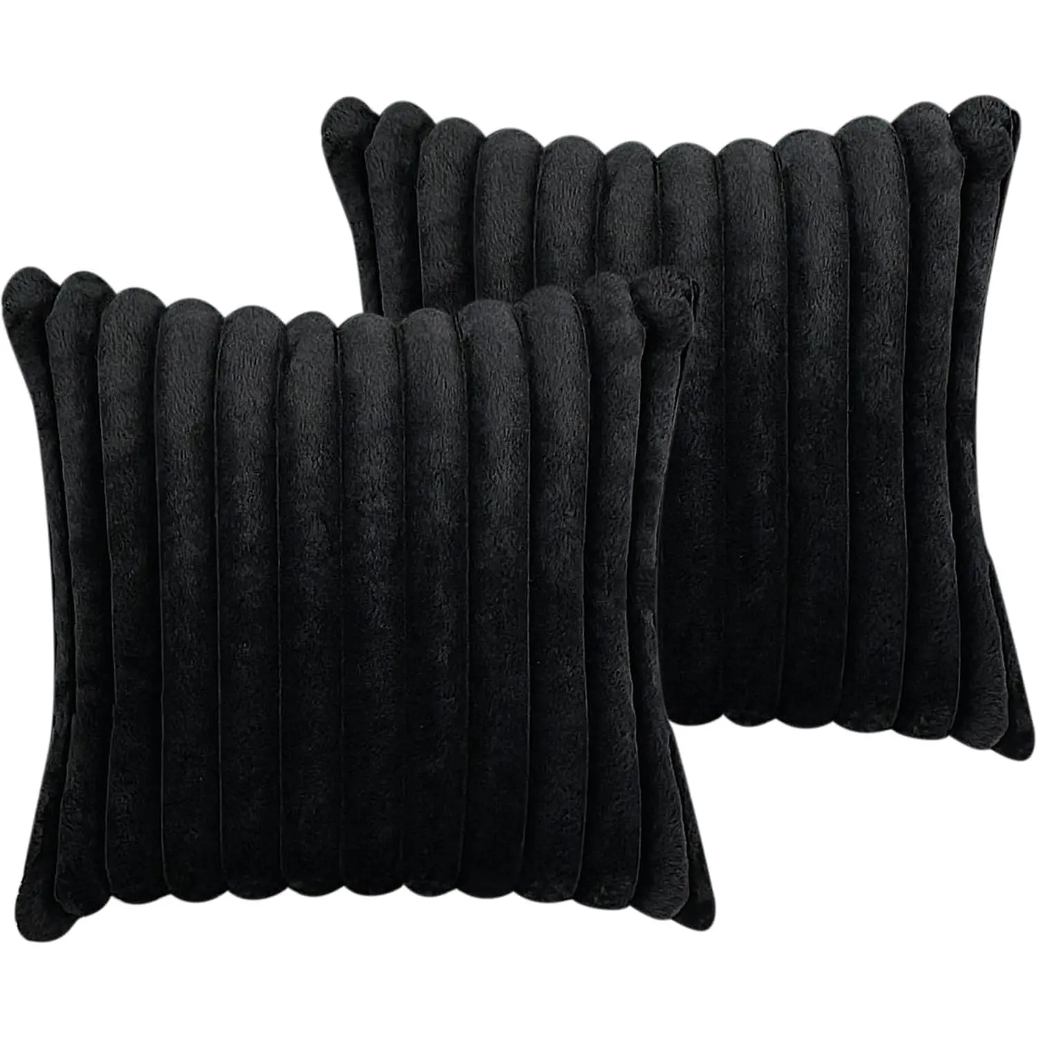 2-Pack Decorative Faux Fur Cushion Covers, Durable Soft Fluffy Pillow Covers with Velvet Back, Hidden Zippers for Easy Insertion and Removal, Machine Washable Neutral Home Décor for Bed-Couch, Polyester Edit, Do Not Iron