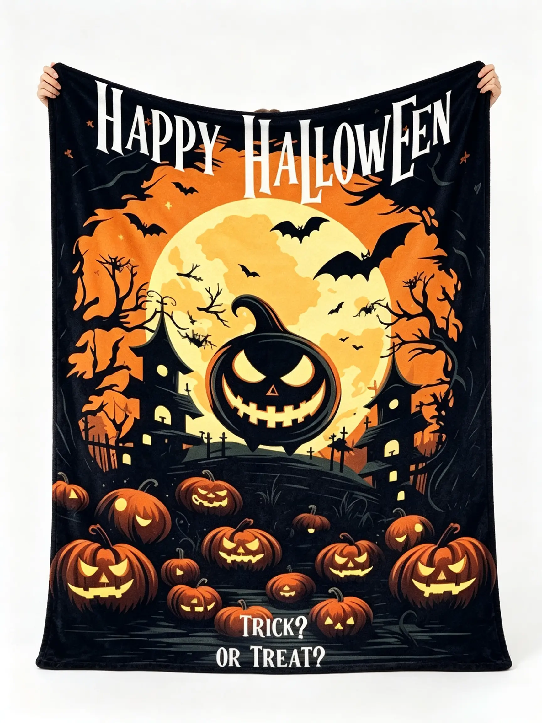 halloween blanket, pumpkin blanket, jack o lantern blanket, spooky home decor, fall throw blanket, flannel throw blanket, lightweight thermal blanket, all season blanket, nap blanket, couch bed blanket, camping blanket, halloween gift, gift for girls