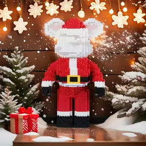1900pcs Christmas Santa Bear 3D Puzzle Building Block Creative Decoration, Birthday Halloween Valentine's Day Gift, Perfect for Personal Use, Decorative Puzzle
