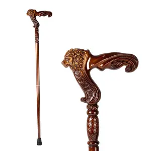 Hand Carved Wooden Walking Cane with Ergonomic Handle and Rubber Tip for Men and Women - Fashionable Unique Walking Stick for Seniors - 37 inch (Lion) Healthcare Equipment