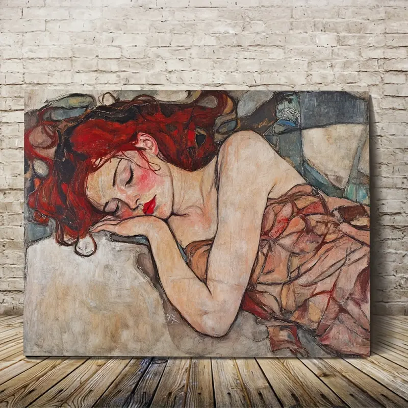 1pc Wooden Frame Canvas Wall Art - Ceramic Egon Schiller Print, 11.8x 15.7inch , Ready to Hang, Modern Home Decor, Suitable for Living Room or Bedroom, with Reusable 2D Flat Canvas and Wall Art Decoration LRPKH27629| Aesthetic Room Decoration| Reusable Ar