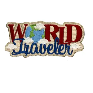 Patch Party Club, 1-pc, Travel Patch "World Traveler" Iron-on Embroidered Patch, Size 4" Adventurer Statement , Lovers of Travel, DIY, Crafts