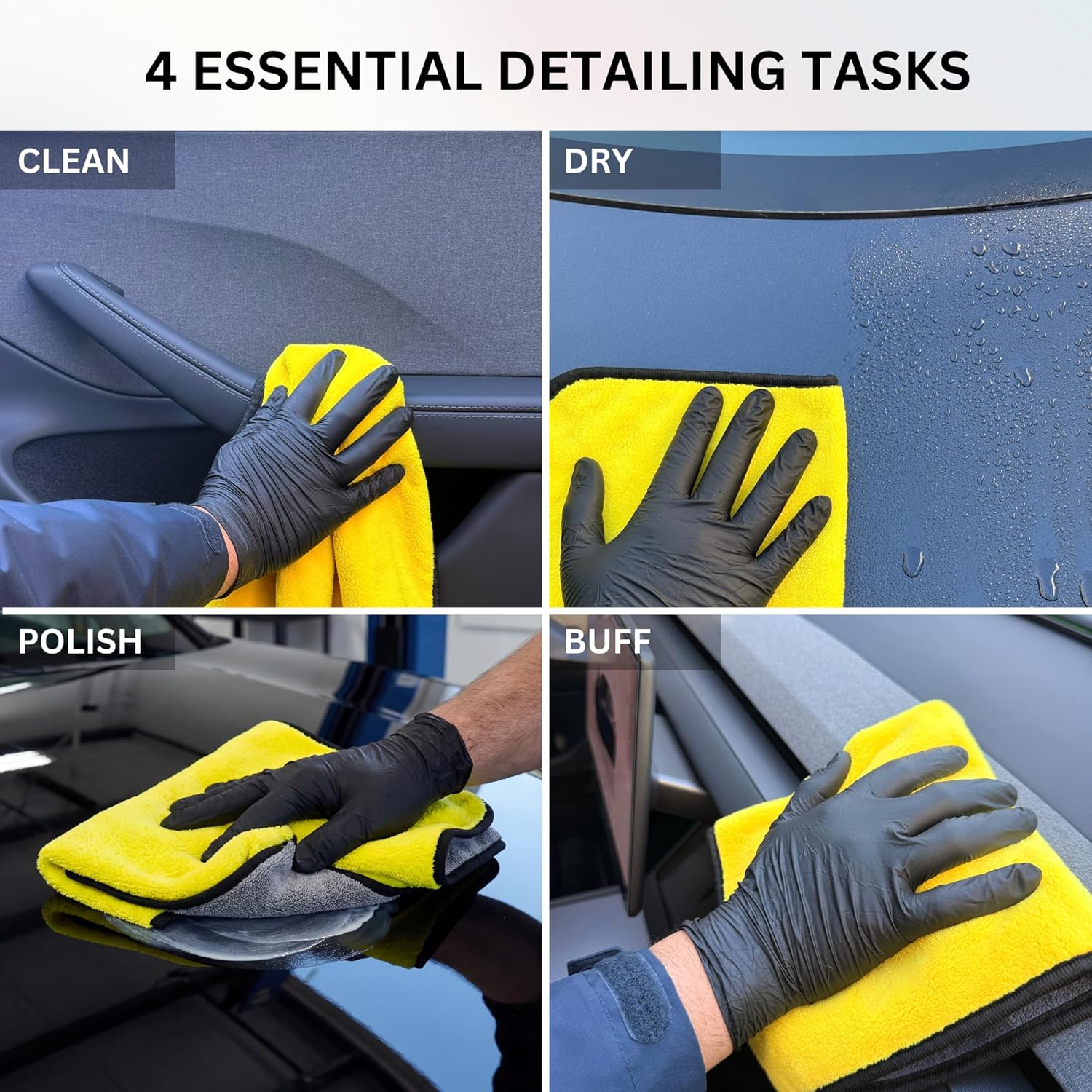 10 Counts Super Thick Double-Sided Car Cleaning Micro Fiber Towel, for Car Body Seat Dashboard Glass Interior Care, Multifunctional Auto Wash Cloth, High Water Absorption Lint-Free Soft Drying Polishing Towel
