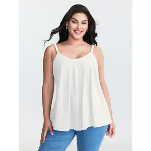 BloomChic Women's Plus Size Curvy Clothing Sleeveless Tank Top - Basic Cotton-Polyester-Spandex Fabric, Supersoft High-Stretchy Pleated Casual Clothes for 2026 Summer Swimweek [M-6X]