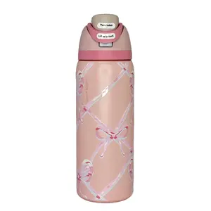 Special Edition Pink Ribbon Owala Vacuum Insulated Water Bottle - 32oz, 2-in-1 Spout Straw, Car Cup Holder-Friendly, Hot & Cold Flask, Water Bottles, Flasks