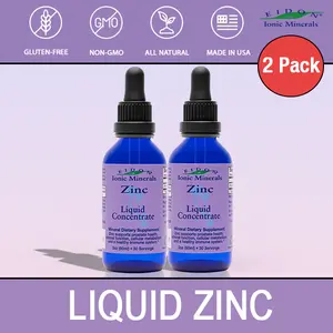 EIDON IONIC MINERALS Liquid Zinc Concentrate Supplement 2oz 2 Pack 60ml Gluten Free GMO Free Dairy Free for Immune System & Endocrine Health Dietary Protein