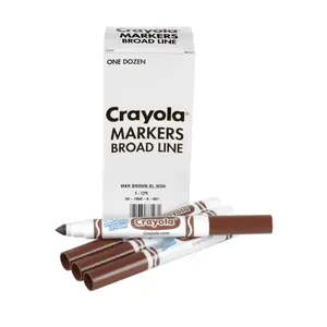 Crayola Ultra-Clean Washable Bulk Markers, Brown - Pack of 12 (Office Stationery Writing Tool)