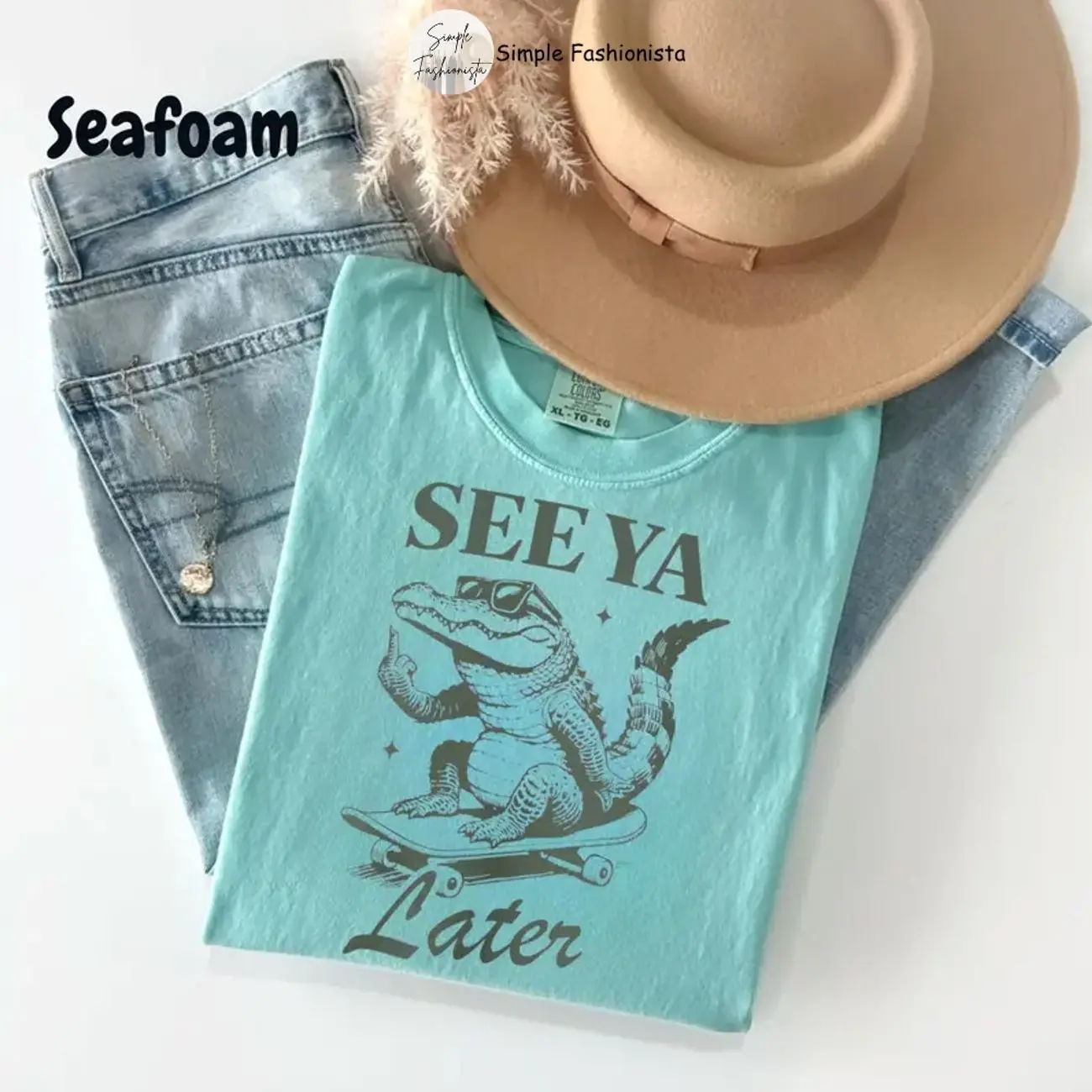 Comfort Colors See Ya Later Alligator T-Shirt, Unisex TShirt, Funny Alligator Shirt, Retro Graphic Tee, Skateboard Gift, Crocodile Shirt