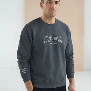 Custom Embroidered Papa EST Sweatshirt, Personalized Grandpa Crewneck, New Dad Gift, Father’s Day Gift