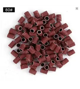 Sanding Cap Barrel File Bands for Electric Manicure Machine 80 Grit Nail Drill Grinding Bit - Red Sanded Material