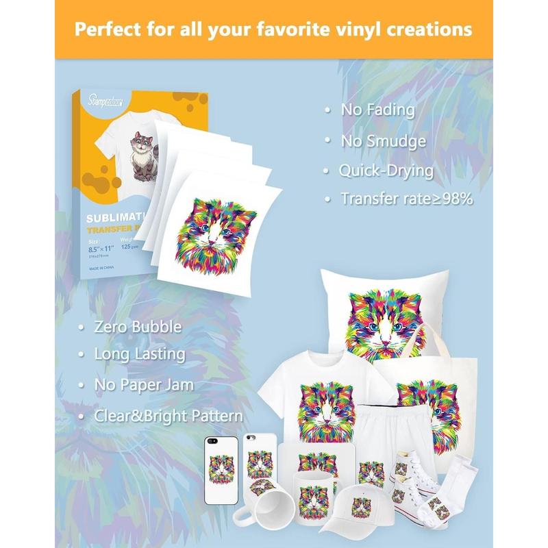 170 Sheets Sublimation Paper Heat Transfer Paper 8.5x11 inch A4 for Any Epson   Sawgrass Inkjet Printer with Sublimation Ink for Mug, T-Shirt,Light Fabric DIY 125gsm
