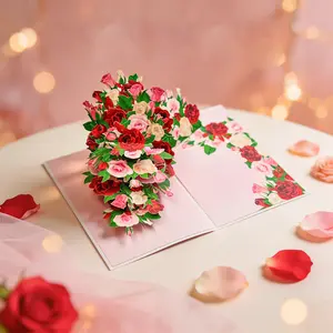 2026 Autumn Rose Series Mother's Day 3D Pop-Up Rose Bouquet Card: Romantic Wishes, 3D Surprise，Best Mom Ever, For Mom，Includes Envelope and Note Tag，Exquisite pattern design / Gifts for various occasions