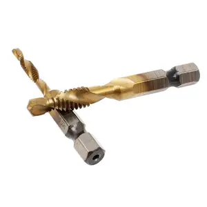 6PCS Hexagonal Shank Compound Tap Set Precise Thread Cutting Drill Bits Set