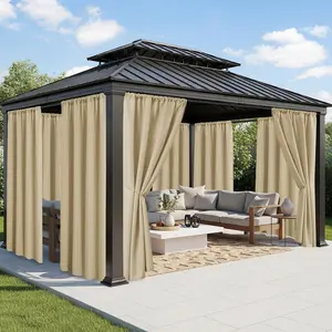 Waterproof Outdoor Patio Privacy Curtains, 8 Panels, 54 x 84 Inch, Cream, Weatherproof Curtains with Rod Pocket for Pergola, Gazebo, Porch, Cabana, Balcony
