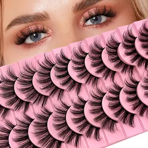 10 Pairs Natural Look False Eyelashes, Makeup, Exaggerated Style, Realistic Appearance, Fluffy Lashes, CC Curl, Mixed Length, Recyclable